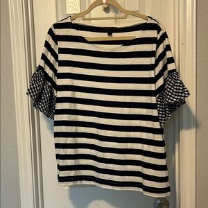 J. Crew Navy and White Striped Blouse